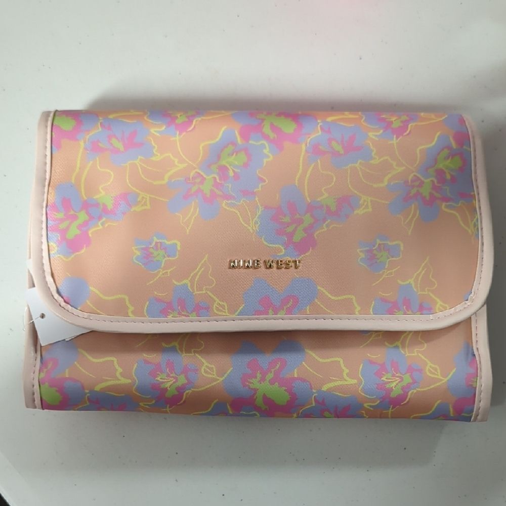 Nine West Pink and Purple Cosmetic Bag with Dreamy Design